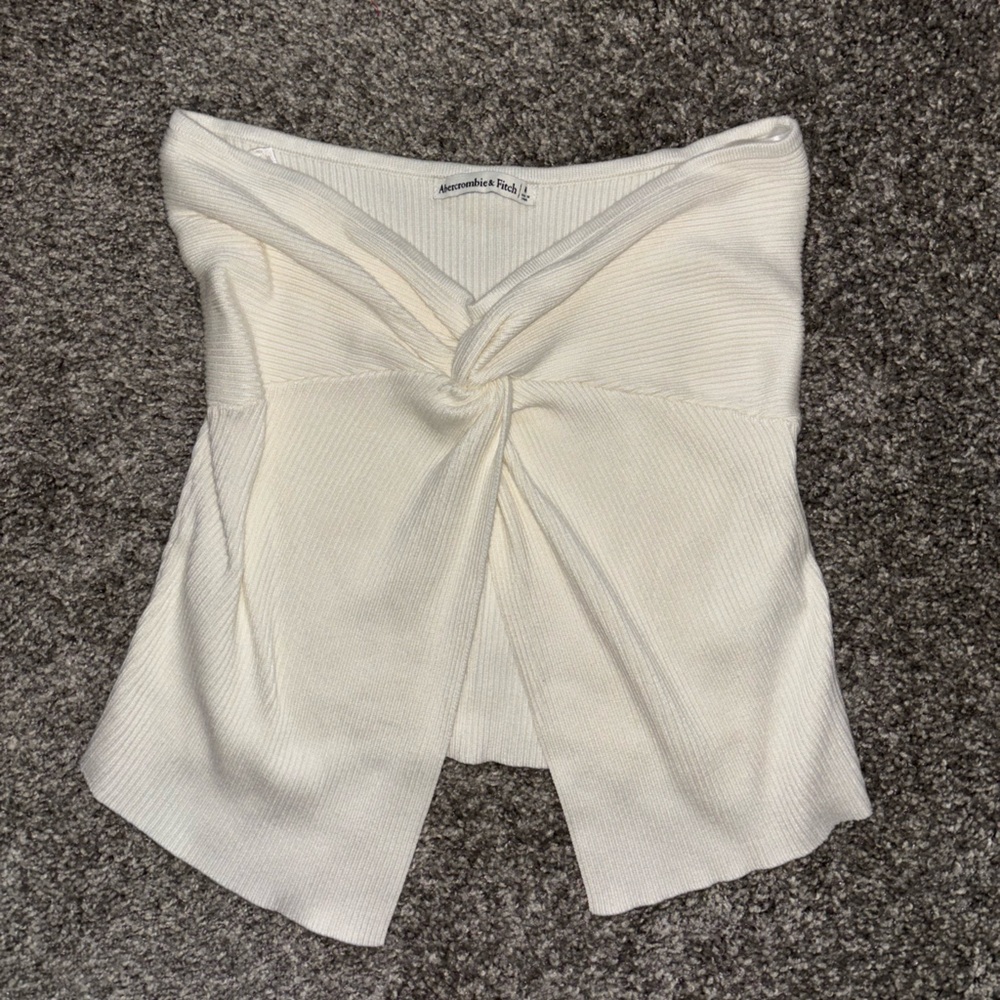 Abercrombie & Fitch Cream Ribbed Knit Top